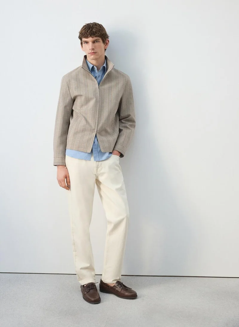 Mango Man  Prince of Wales check jacket with funnel neck for Men | Best Price UAE
